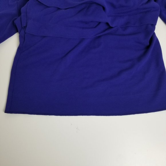 Nicole Miller Studio One Mock Neck Pleated Fitted Dress Blue Small - Picture 9 of 16